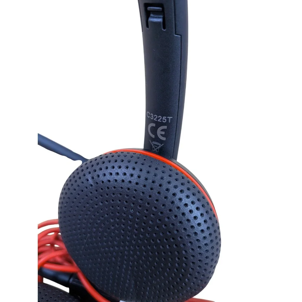 Plantronics C3225 Wired Headset Black Red‎ USB-A Noise Canceling Mic